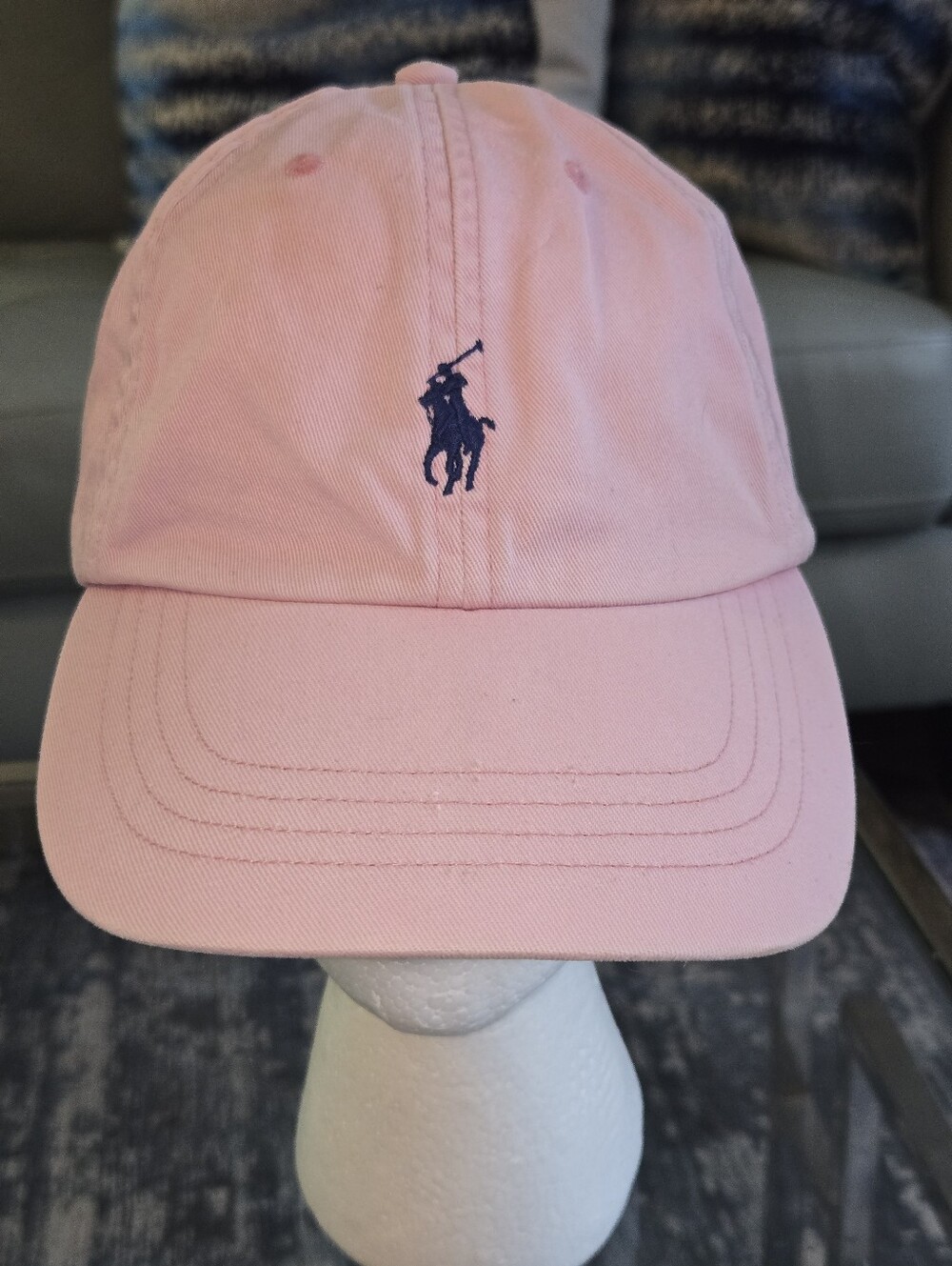 Polo Ralph Lauren Pink Cotton Chino Ball Cap Hat Blue Embroidered Pony O/S